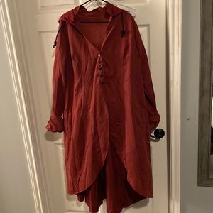 Medieval Renaissance Age Light Weight Over Coat Long Button Front Hoodie